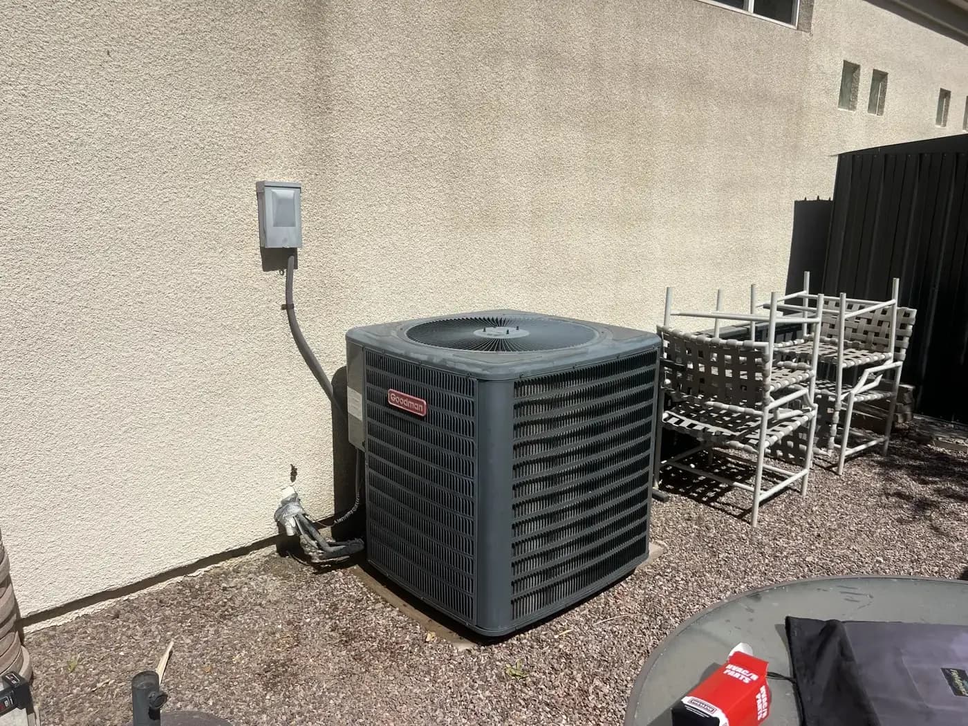 Goodman AC condenser installed at a Coachella Valley home