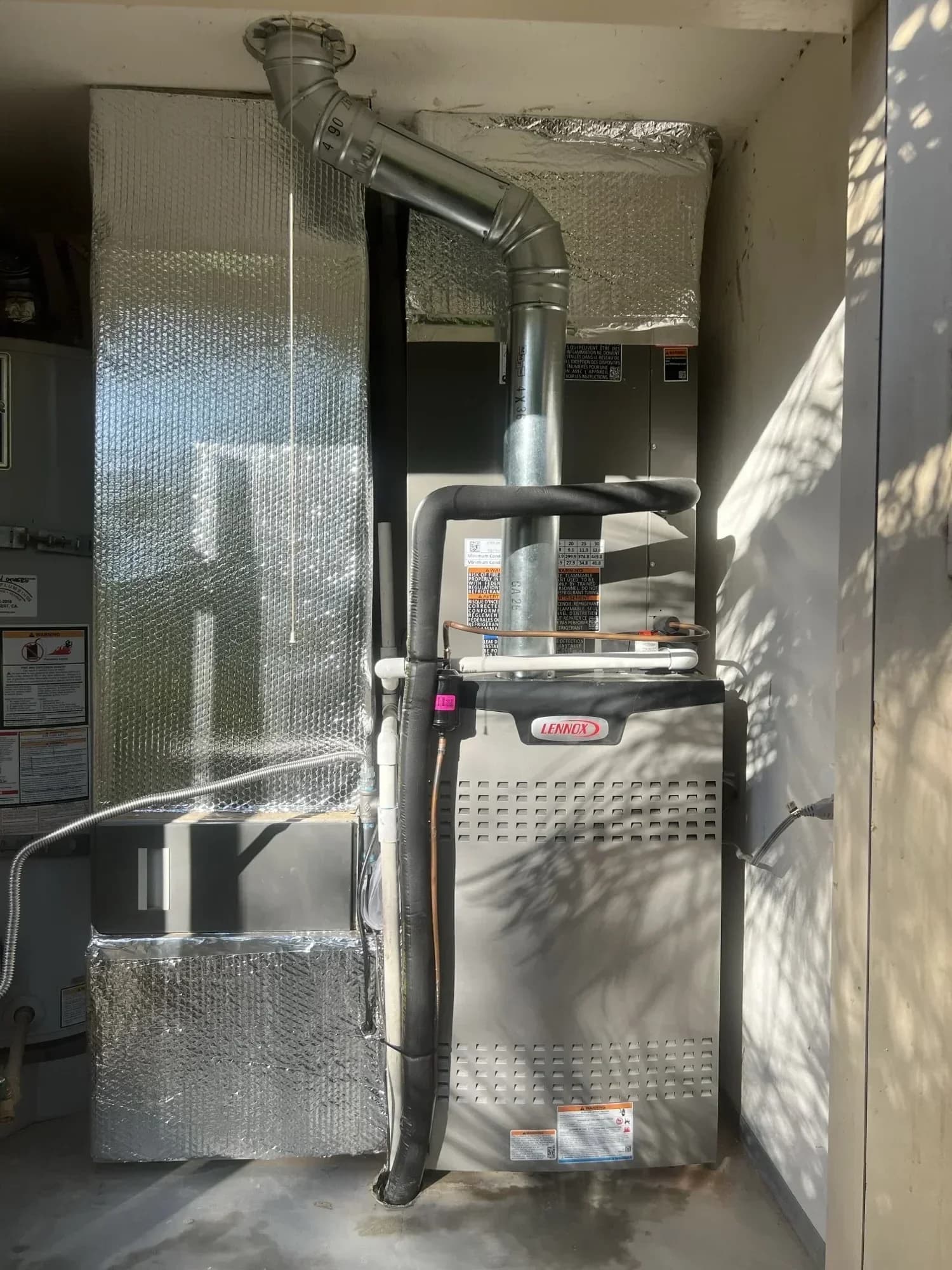 Lennox furnace in closet