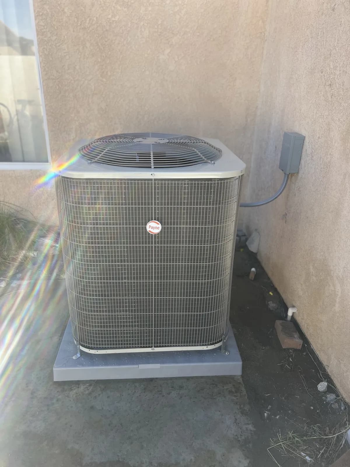 Payne AC condenser unit installation